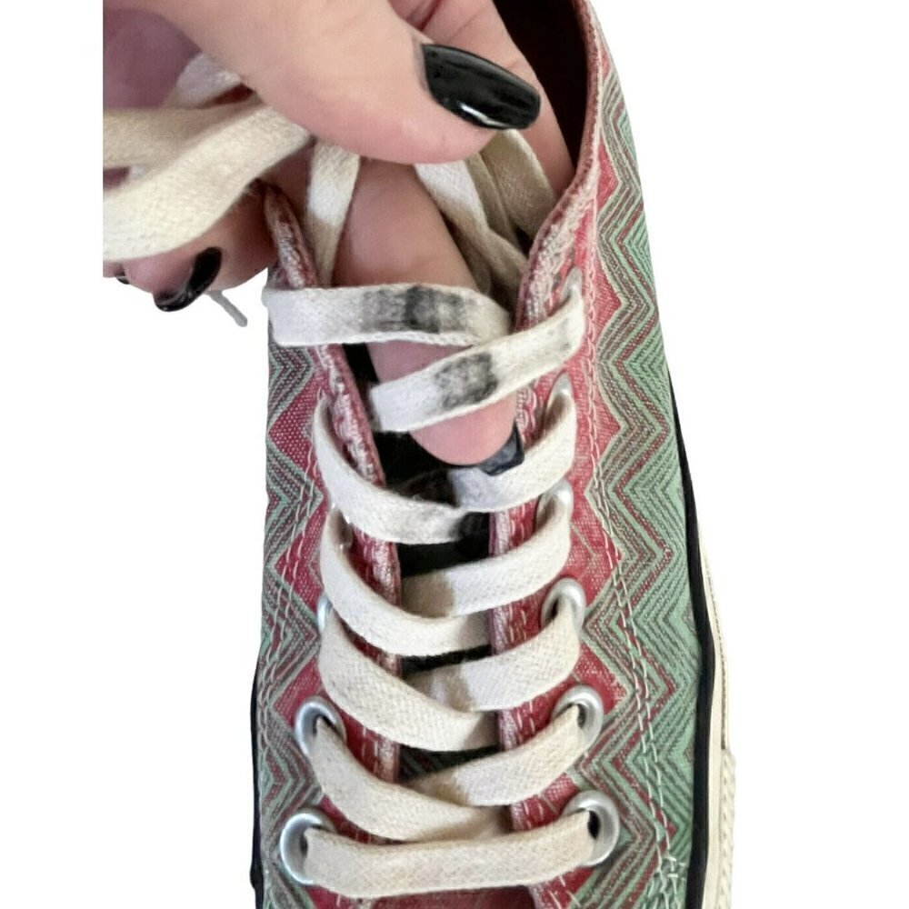CONVERSE X MISSONI Collab Women's Sz 6.5 Pink Green Zigzag Low Top Sneakers - Picture 10 of 11